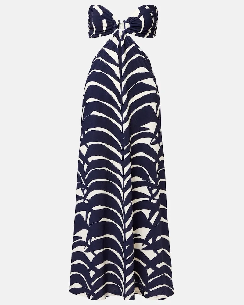 Johanna Ortiz Maxikleid Ocean Layers aus Frottee Blau