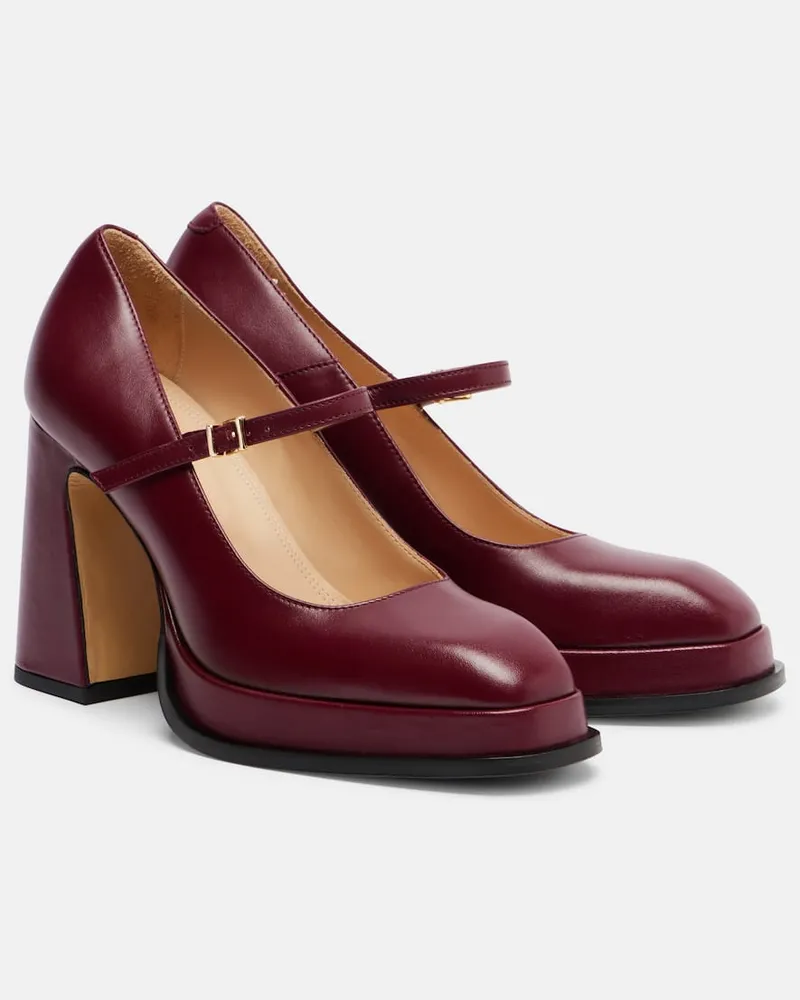 SOULIERS MARTINEZ Mary-Jane-Pumps Casilda aus Leder Burgunderrot