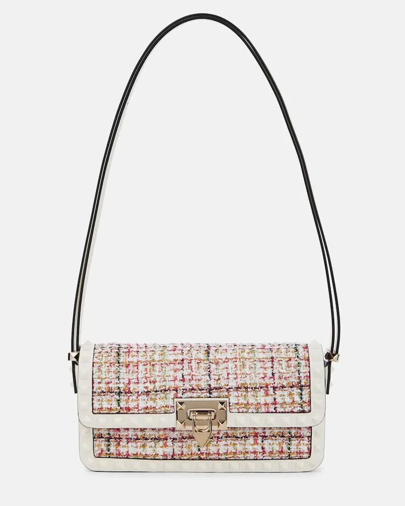 Valentino Garavani Schultertasche Rockstud23 E/W aus Tweed Multicolor