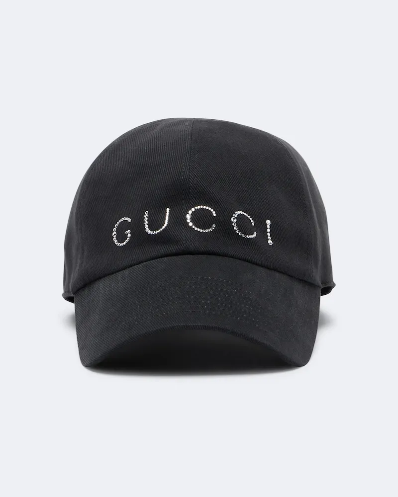 Gucci Verzierte Baseballcap aus Canvas Schwarz
