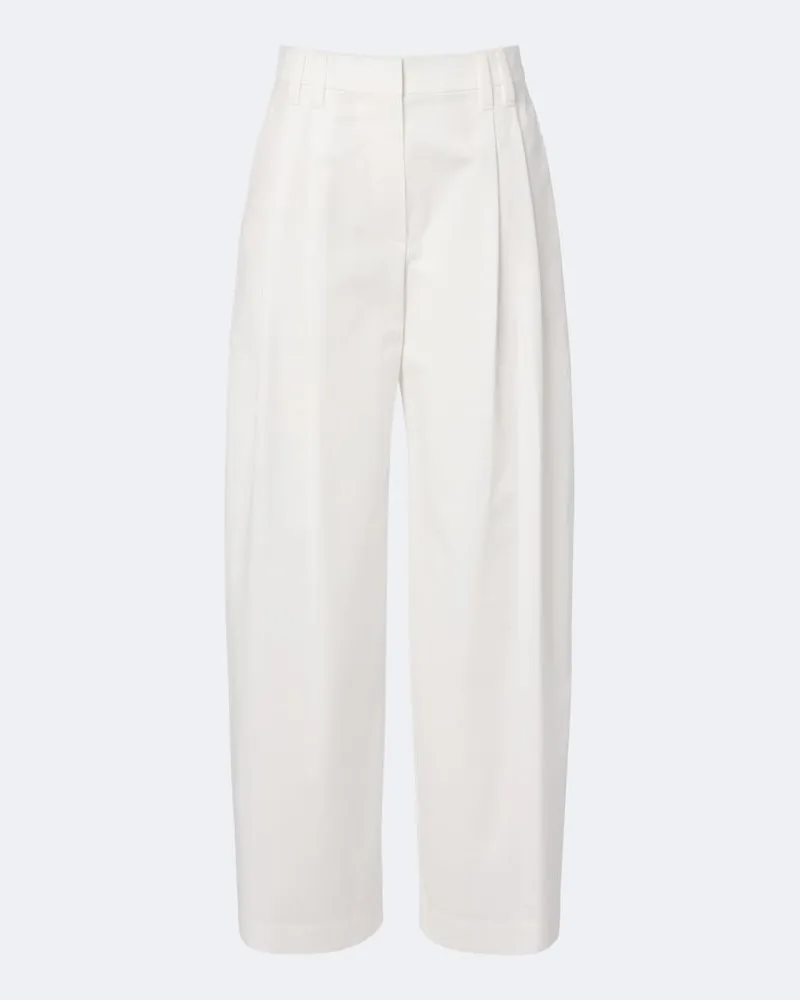 Brunello Cucinelli Weite Hose Monili aus Baumwollpopeline Weiß