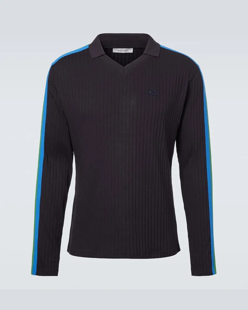 Wales Bonner Polopullover aus Rippstrick Blau