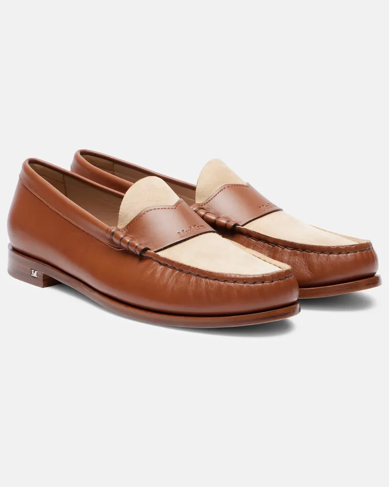 Max Mara Mokassins aus Leder und Veloursleder Braun
