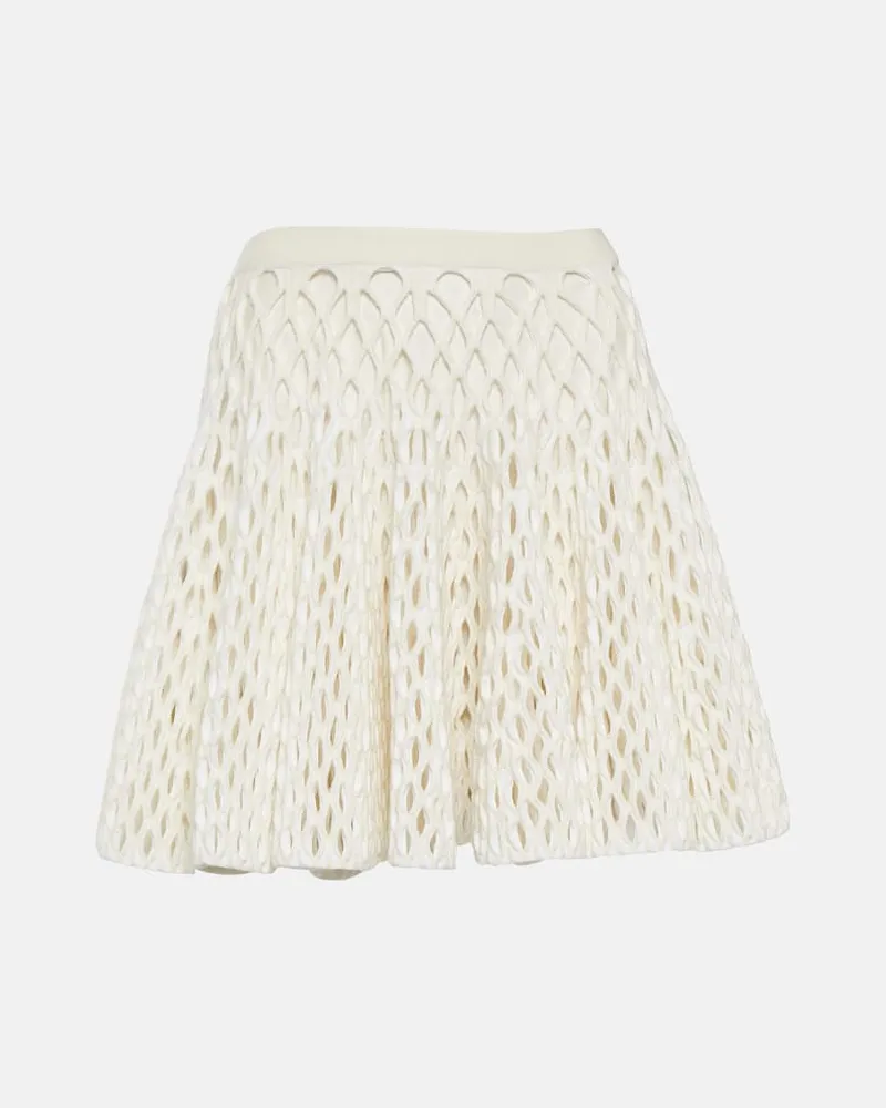 Alaïa Alaïa High-Rise-Minirock aus Mesh Neutral