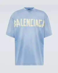 Balenciaga T-Shirt Tape Type aus Baumwoll-Jersey Blau