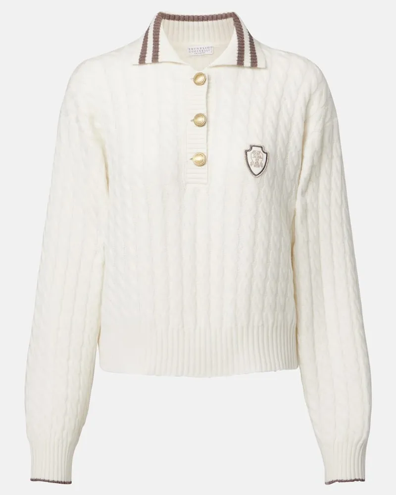 Brunello Cucinelli Polopullover aus Kaschmir Weiß