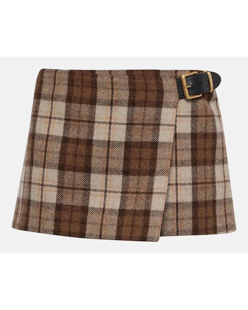Miu Miu Minirock aus einem Wollgemisch Braun