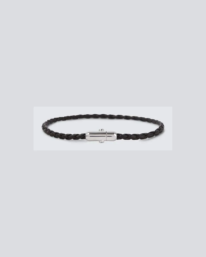 Bottega Veneta Armband aus Leder und Sterlingsilber Braun