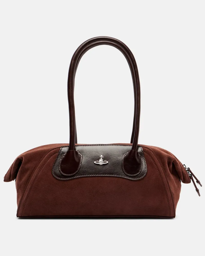 Vivienne Westwood Tote Bag Shirley Small aus Veloursleder Braun