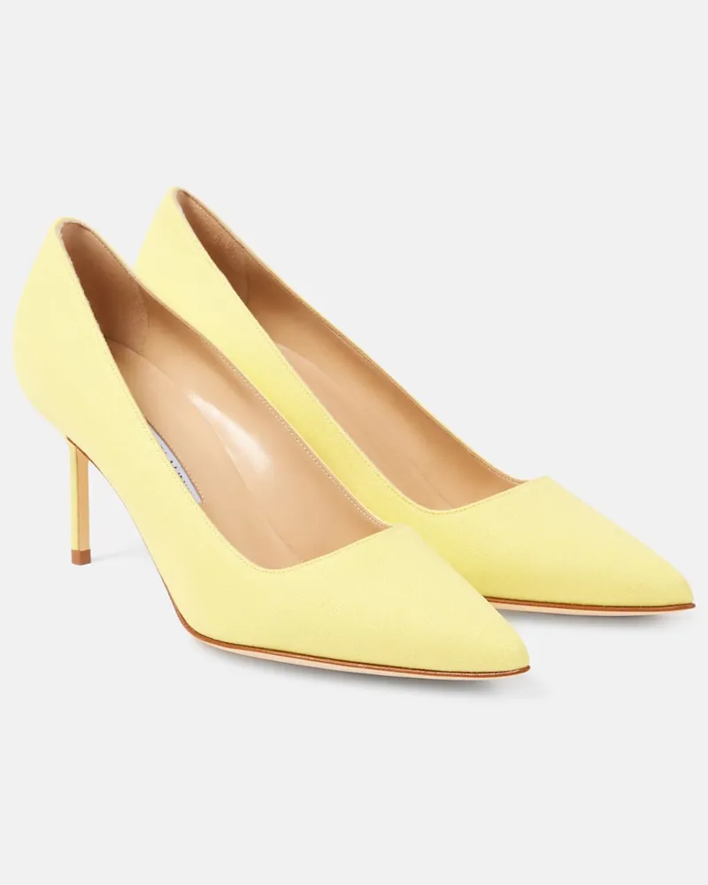 Manolo Blahnik Pumps BB 70 aus Veloursleder Gelb