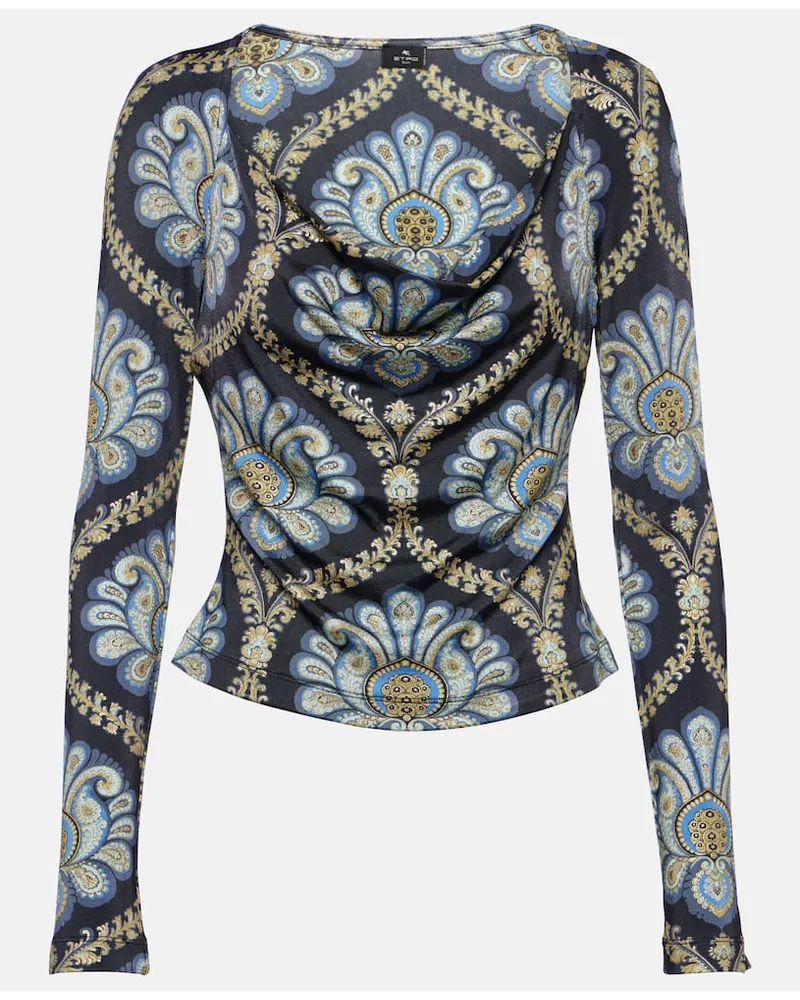 Etro Top aus Jersey Blau