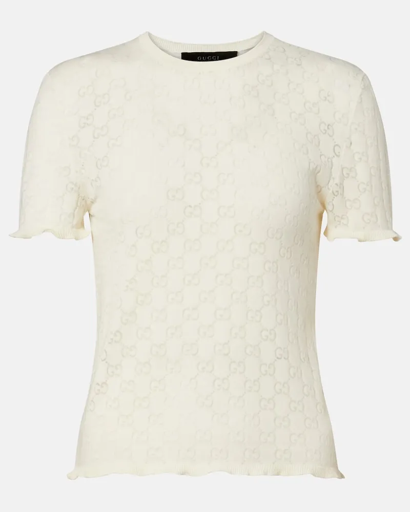 Gucci Pullover GG aus Devoré Weiß