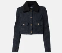 Cropped-Jacke aus Denim mit Shearling