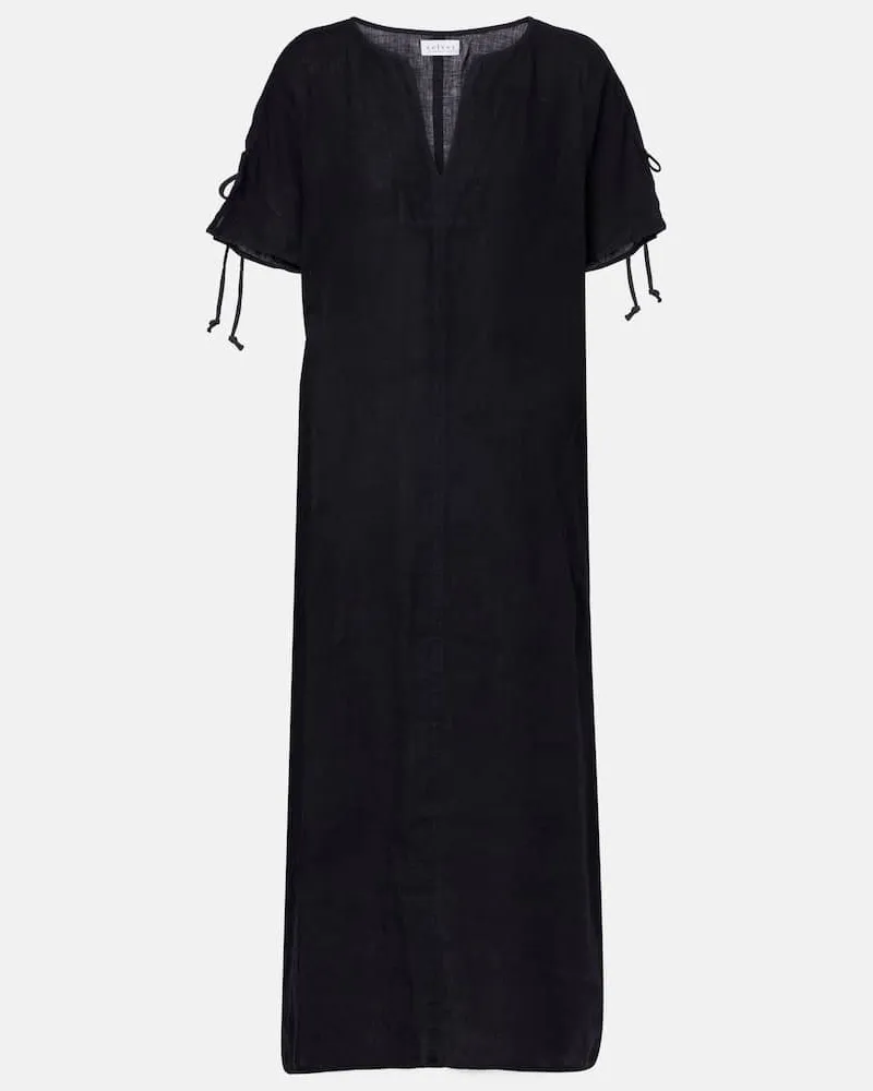 Velvet Midikleid Maeve aus Leinen Blau