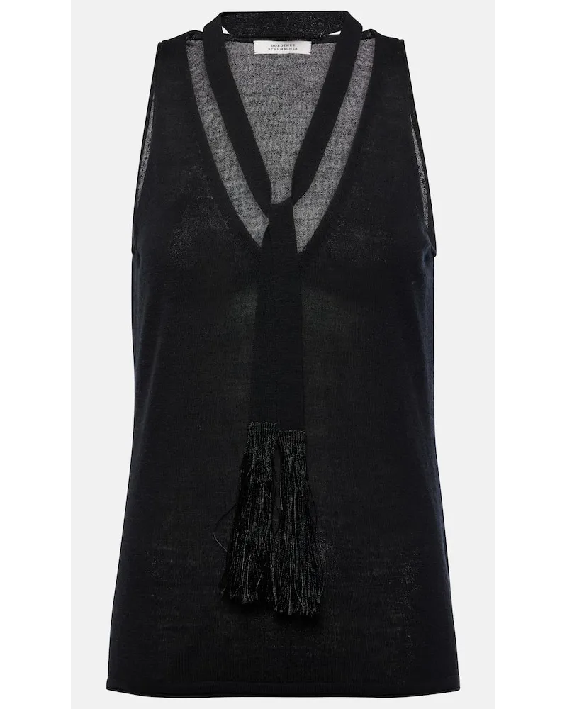 Dorothee Schumacher Top Refined Essentials aus Wolle und Baumwolle Schwarz