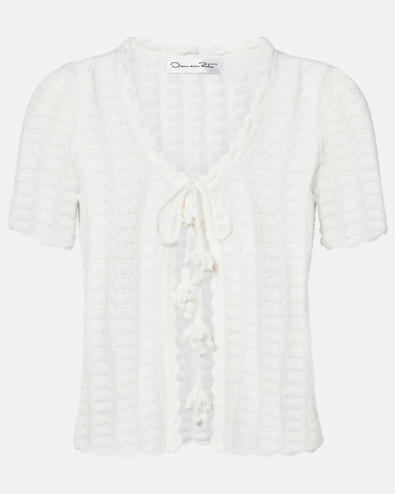 Oscar de la Renta Cardigan aus Pointelle-Strick Weiß