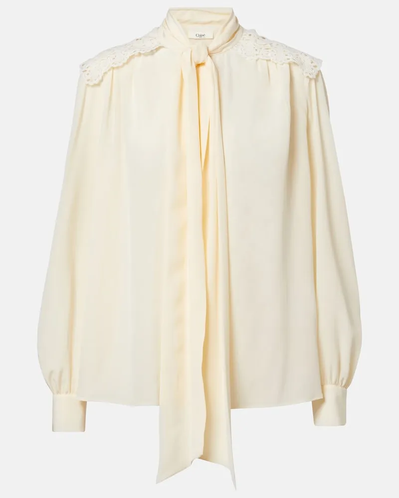 Chloé Chloé Schluppenbluse aus Crêpe de Chine aus Seide Weiß