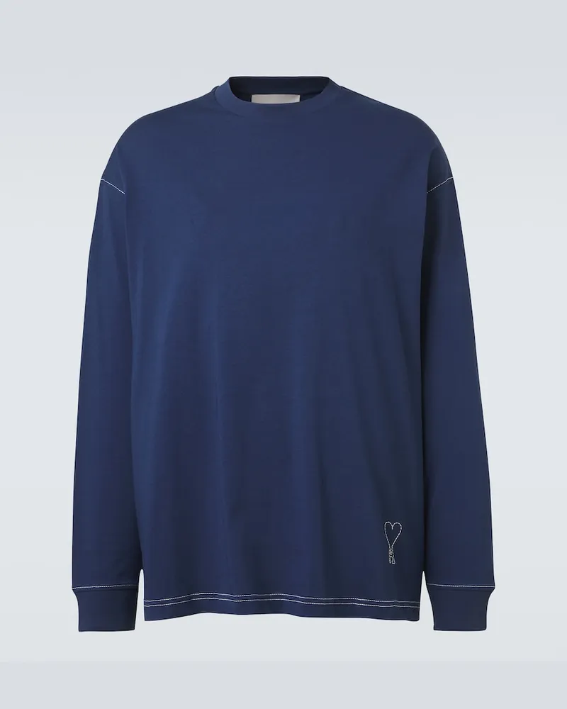 AMI Paris Pullover Ami de Cœur aus Baumwolle Blau