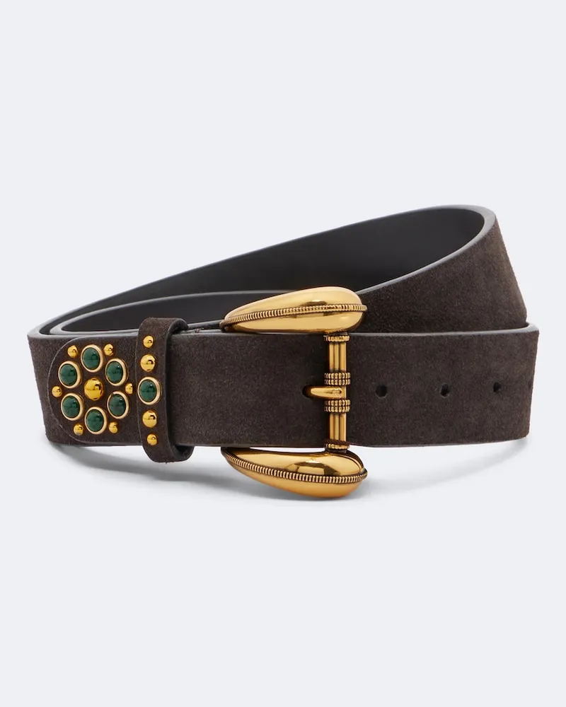Etro Verzierter Gürtel aus Veloursleder Braun