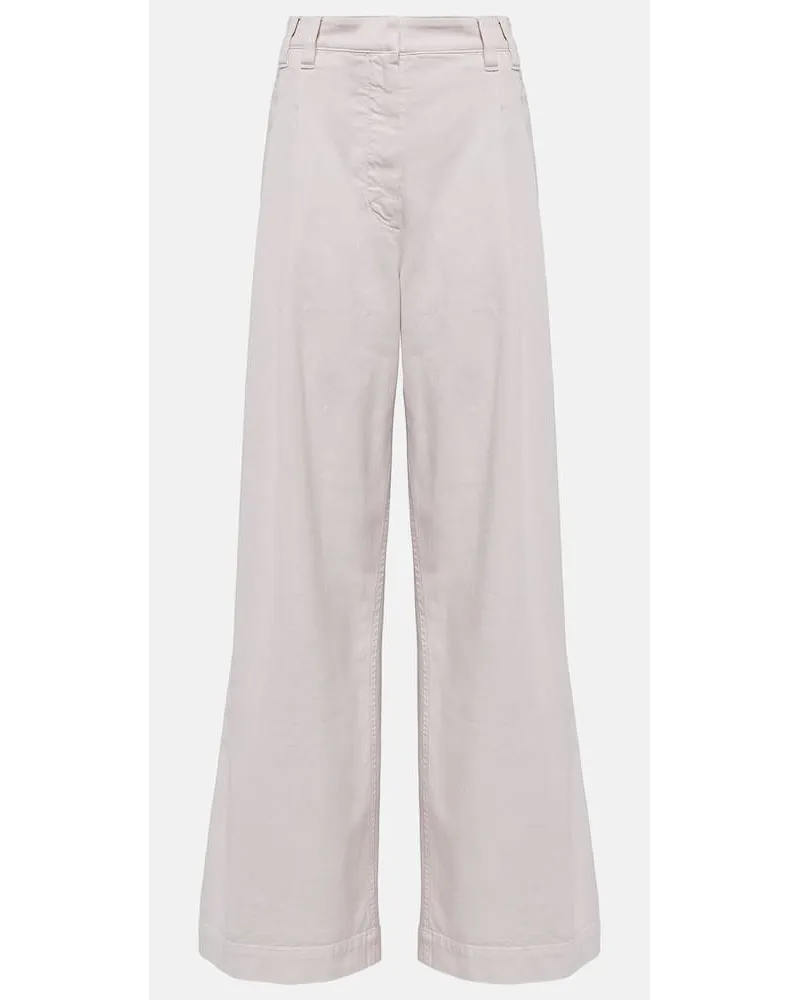 Brunello Cucinelli Weite Hose aus Baumwollpopeline Beige