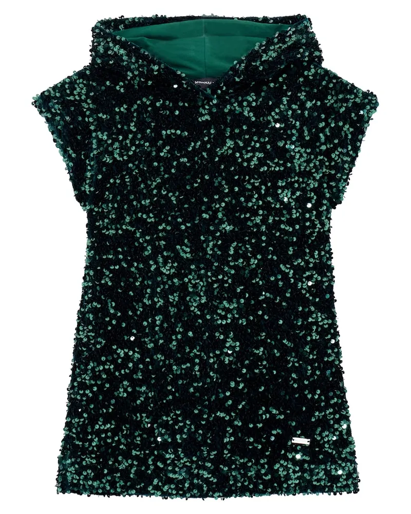 Monnalisa Kleid mit Pailletten Grün