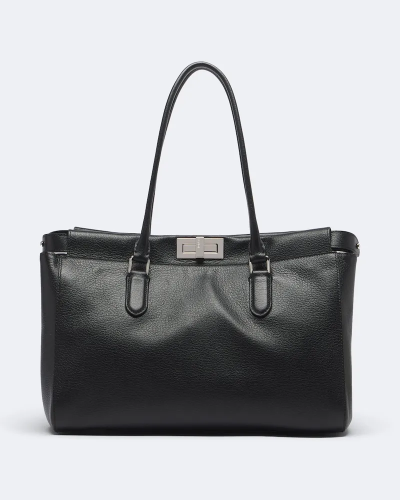 Fendi Shopper Peekaboo® Small aus Leder Schwarz