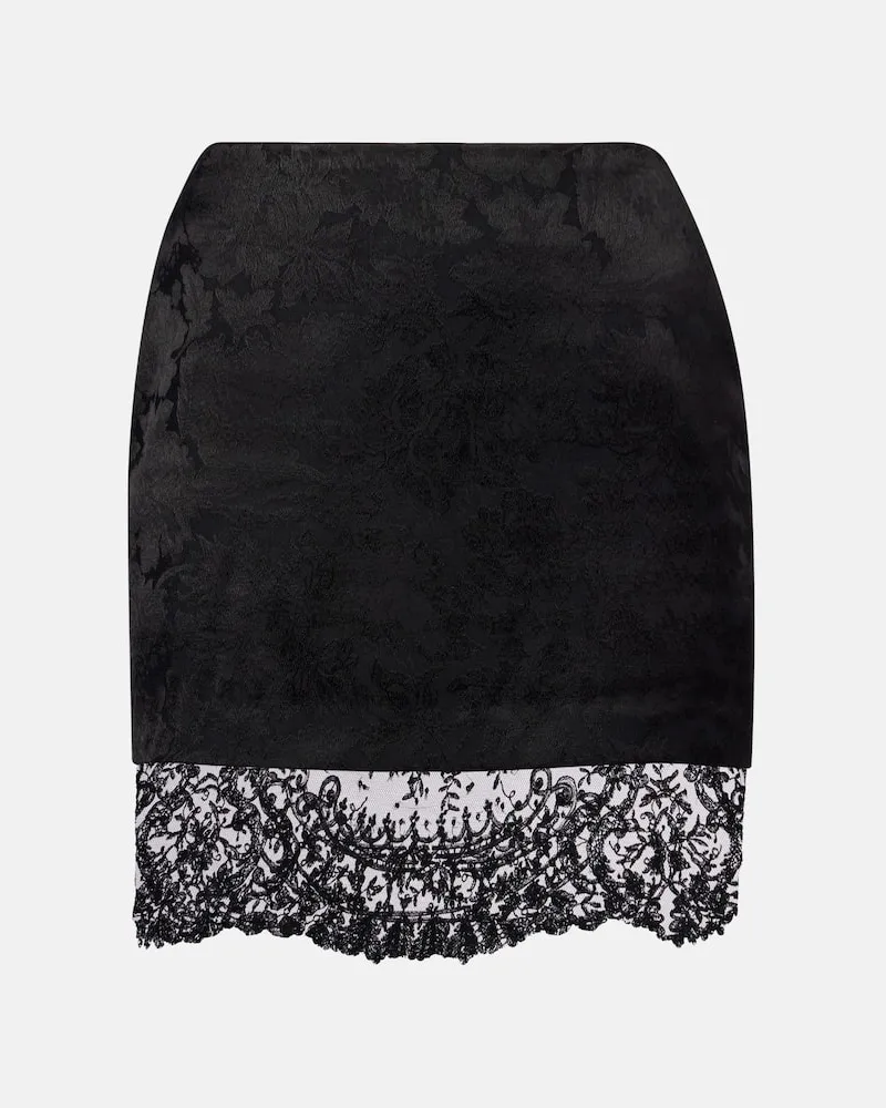 Saint Laurent Minirock aus Jacquard mit Spitze Schwarz