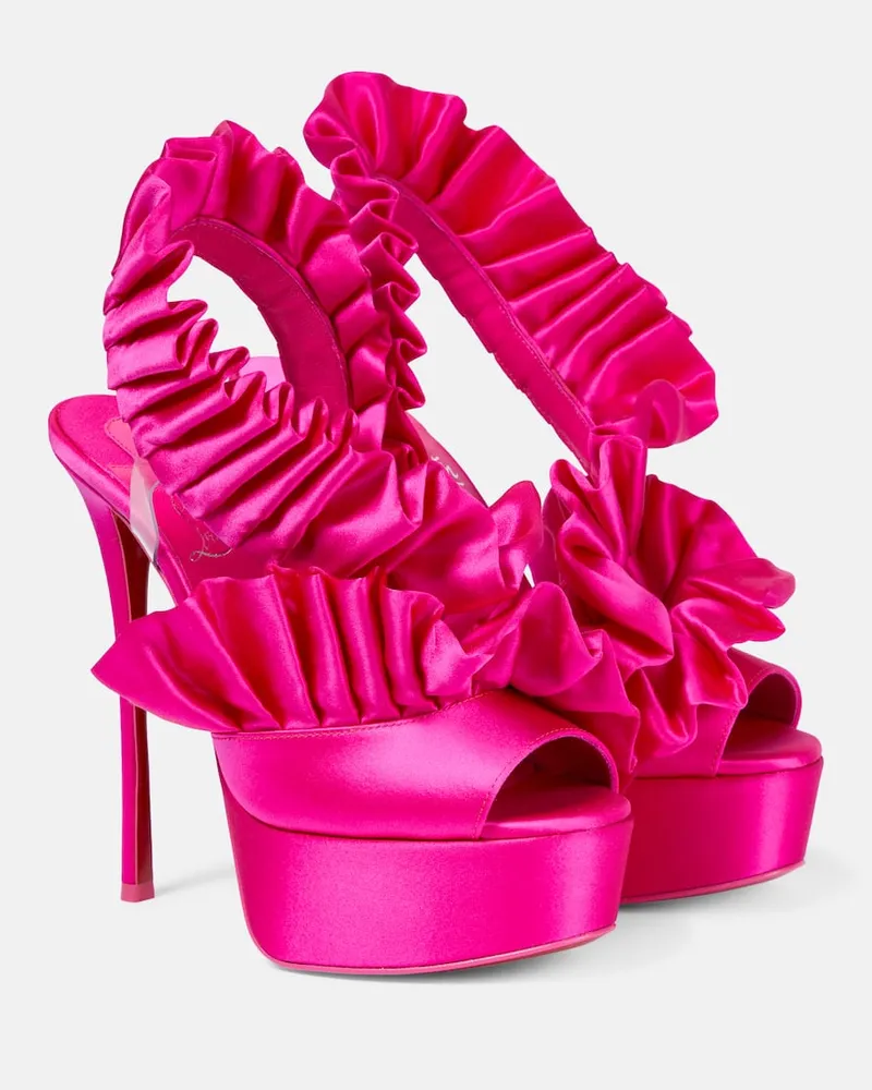 Christian Louboutin Plateausandalen Froufrou Alta 150 aus Satin Rosa