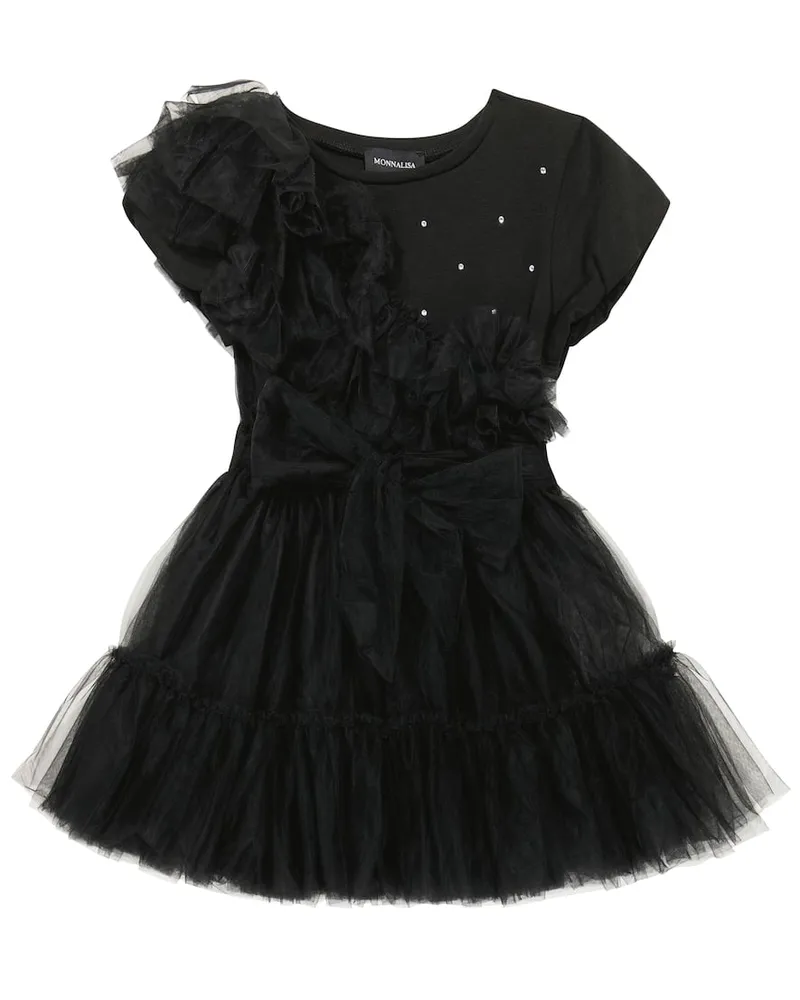 Monnalisa Verziertes Kleid aus TÃ¼ll Schwarz