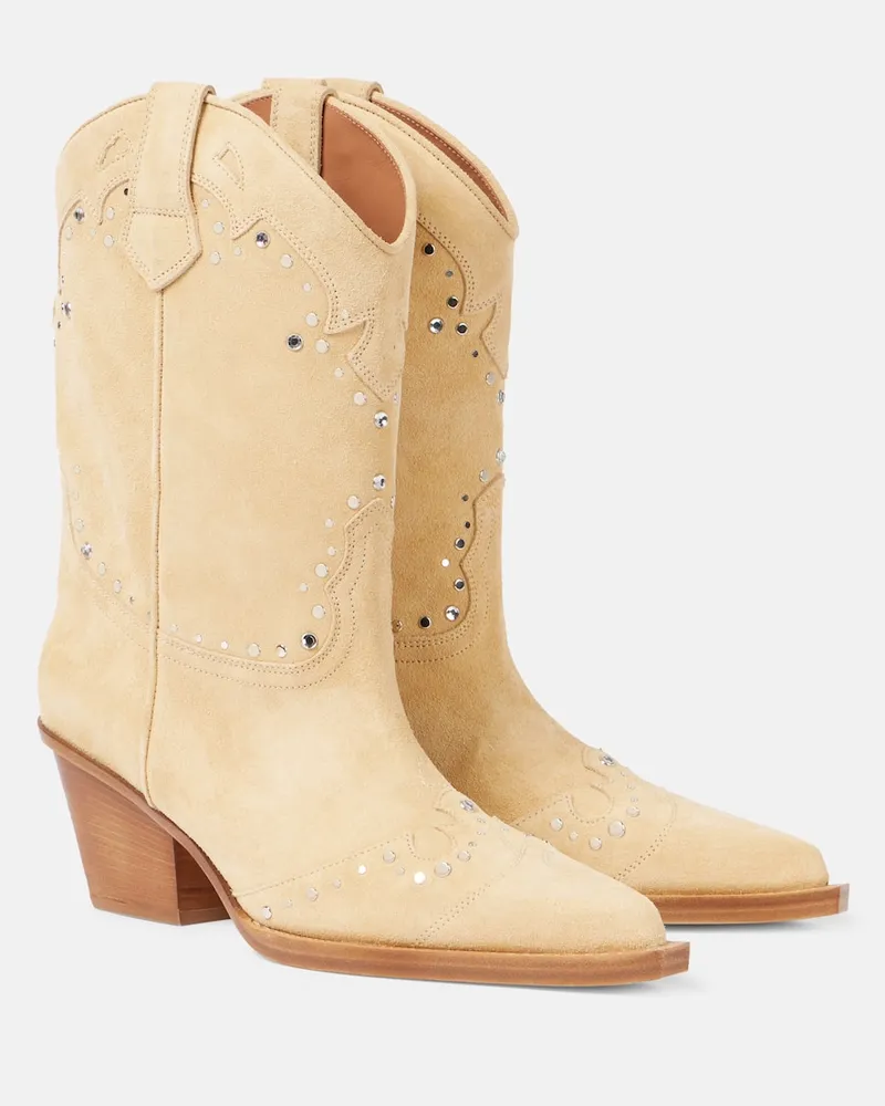 Paris Texas Westernstiefel Janice 60 aus Veloursleder Weiß