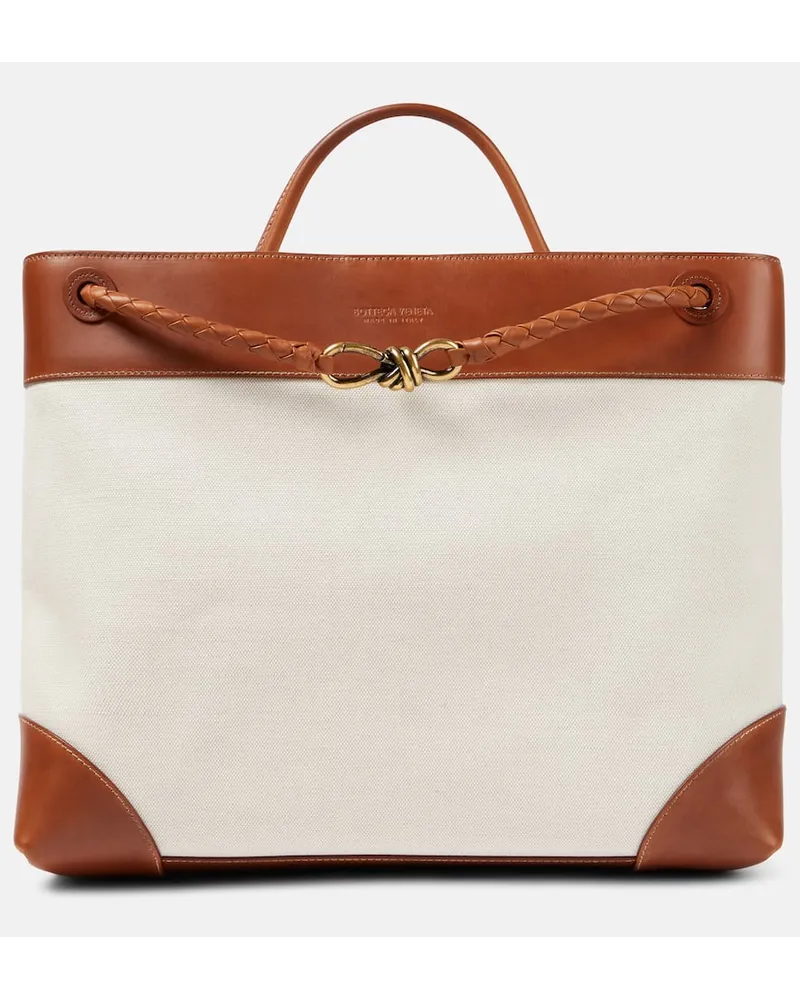 Bottega Veneta Tote Andiamo Large aus Canvas mit Leder Nude