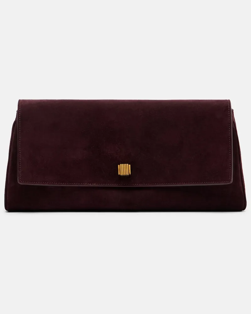 KHAITE Clutch Audrey aus Veloursleder Burgunderrot