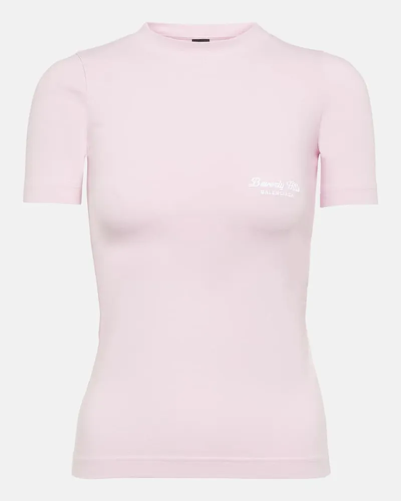 Balenciaga Bedrucktes T-Shirt aus Jersey Rosa