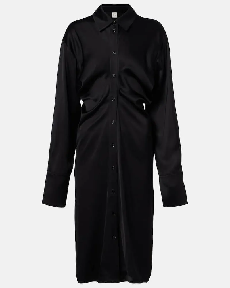 Totême Hemdblusenkleid Slouch aus Satin Schwarz