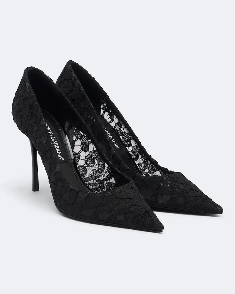 Dolce & Gabbana Pumps aus Spitze mit Leder Schwarz