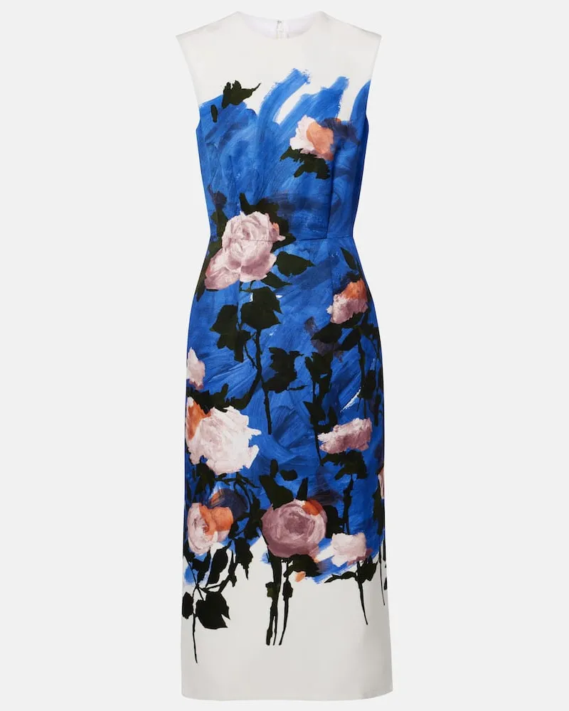 Erdem Midikleid aus einem Baumwollgemisch Blau