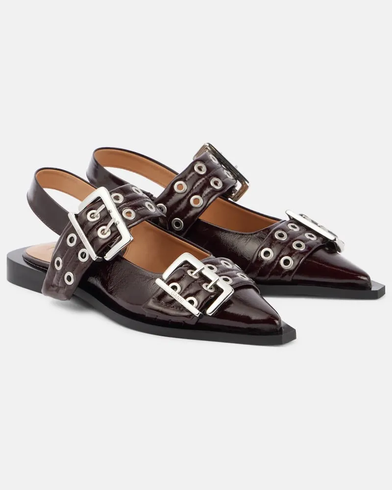 Ganni Slingback-Ballerinas Burgunderrot