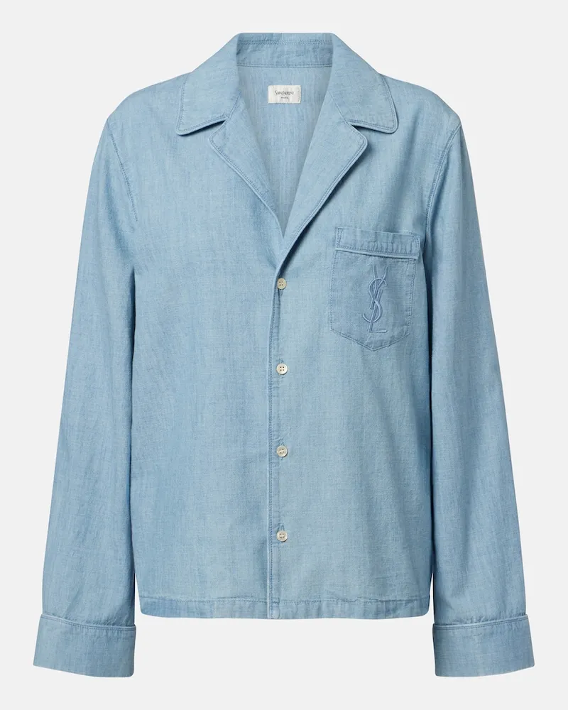 Saint Laurent Jeanshemd Cassandre Blau