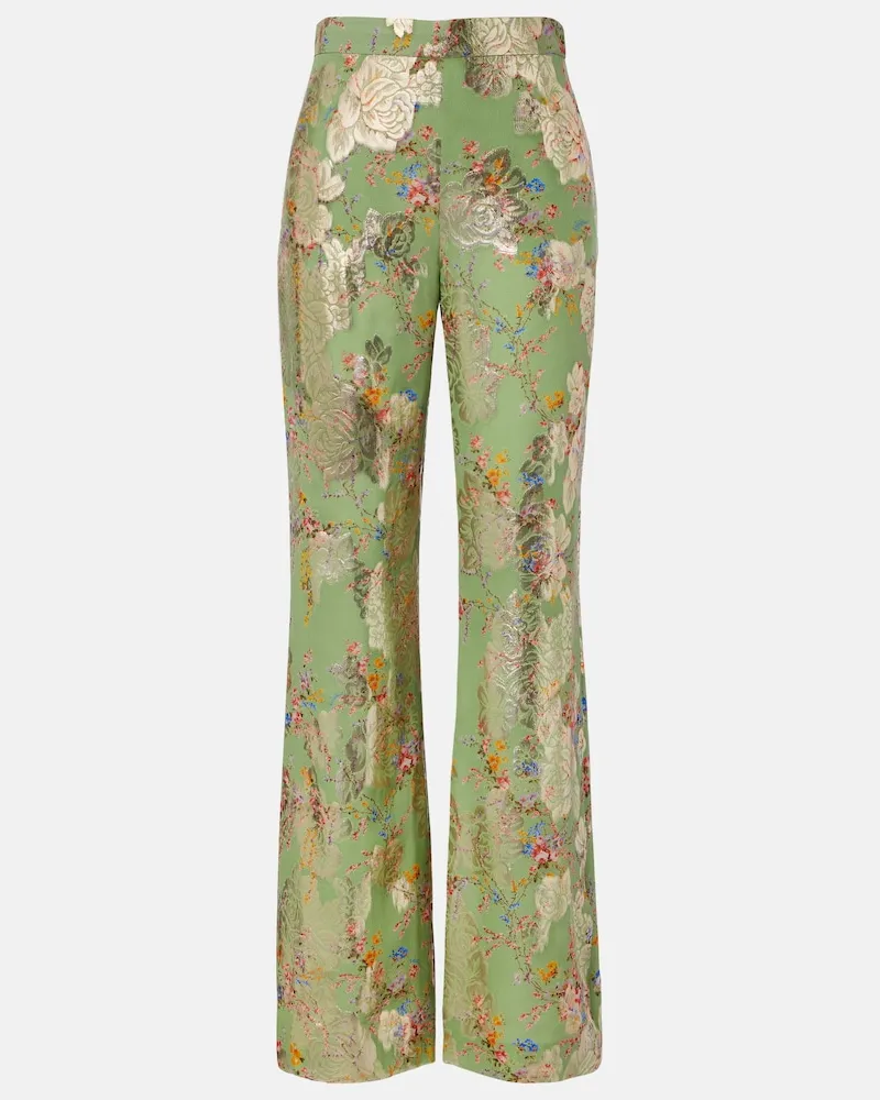 Valentino Garavani Schlaghose aus Fil Coupé-Seiden-Lamé Grün