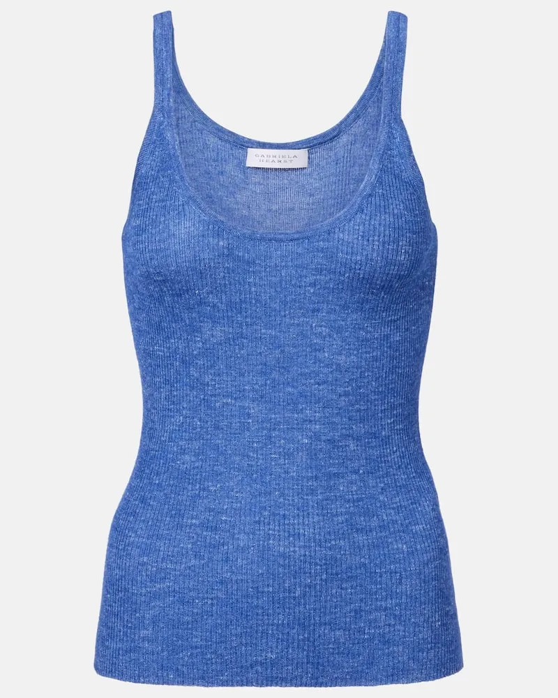 Gabriela Hearst Top Cinxia aus Kaschmir, Seide und Hanf Blau