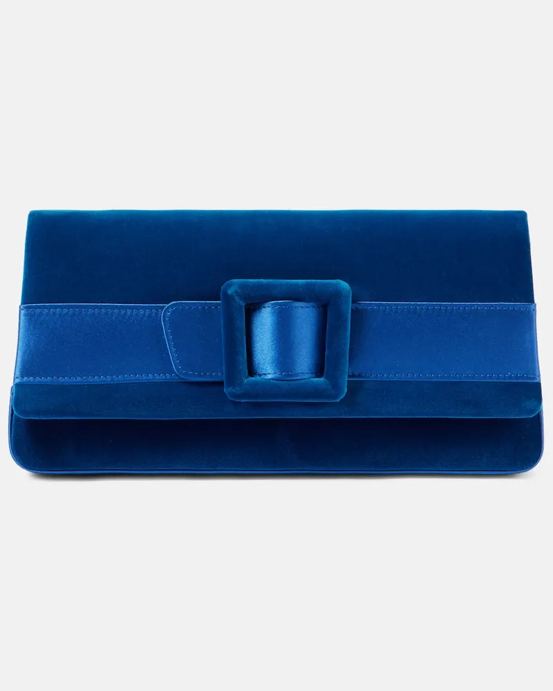Manolo Blahnik Clutch Maygot aus Samt mit Satin Blau