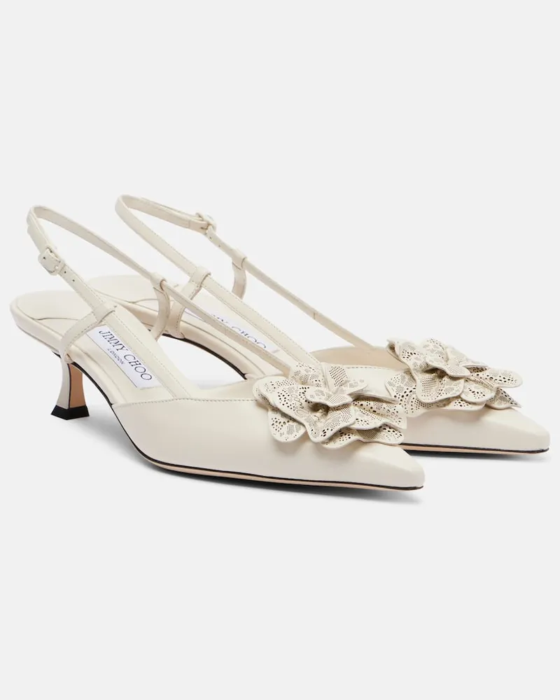 Jimmy Choo Slingback-Pumps Mimmi 50 aus Leder Weiß