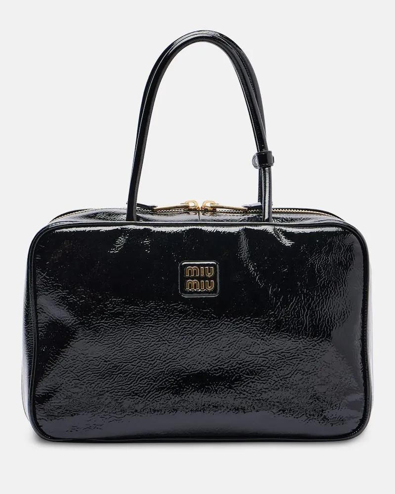 Miu Miu Tote Bag Beau aus Lackleder Schwarz