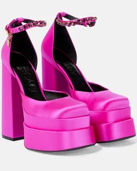 Versace Plateau-Pumps Medusa Aevitas aus Satin Pink