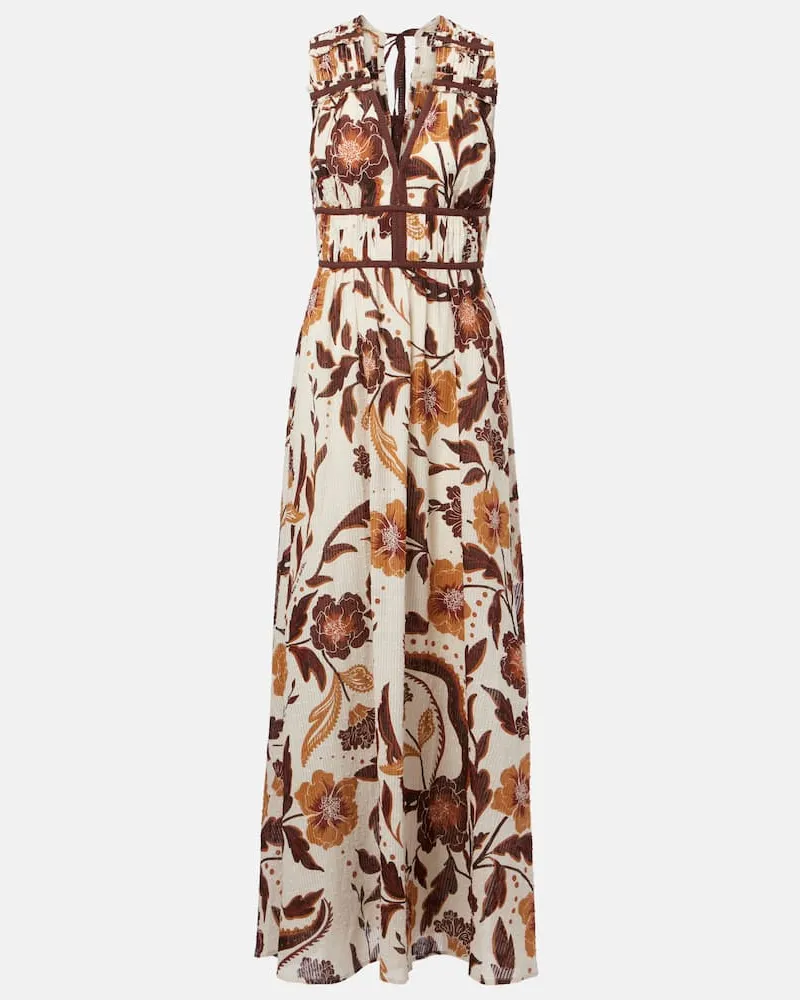 Poupette St Barth Maxikleid Chiara aus Baumwolle Braun