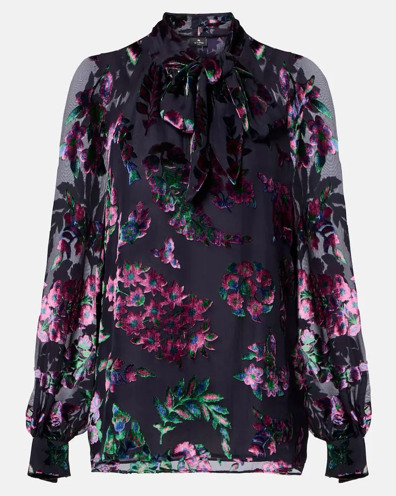 Etro Bedruckte Schluppenbluse Blau