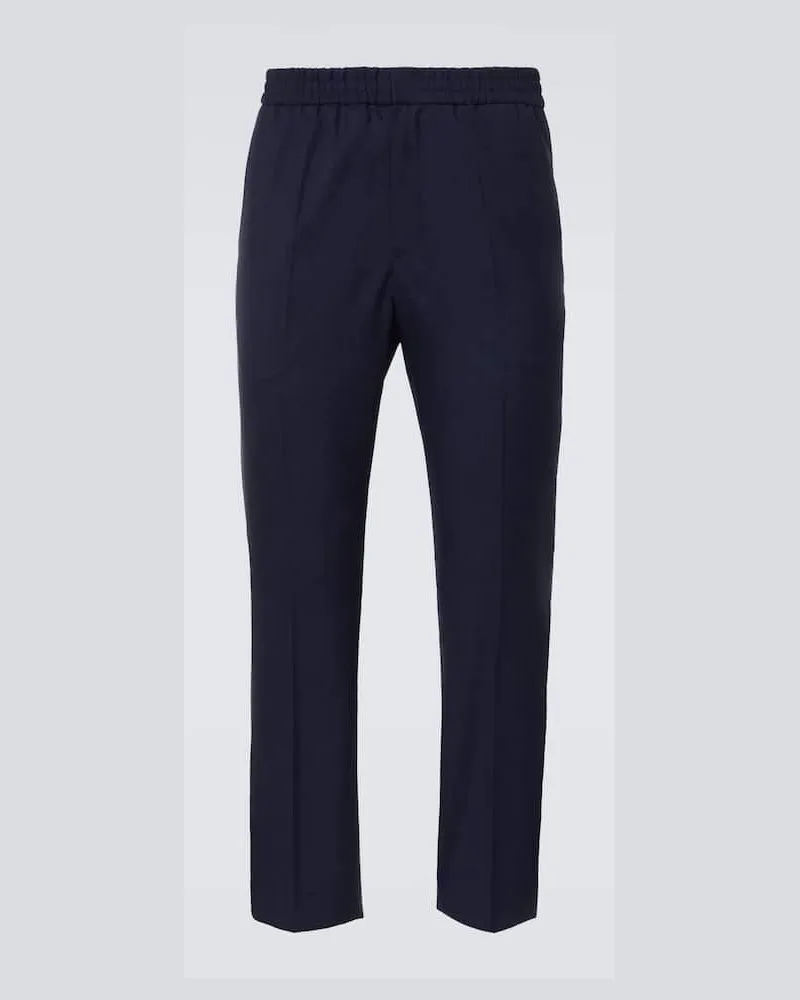 AMI Paris Gerade Hose aus Schurwolle Blau