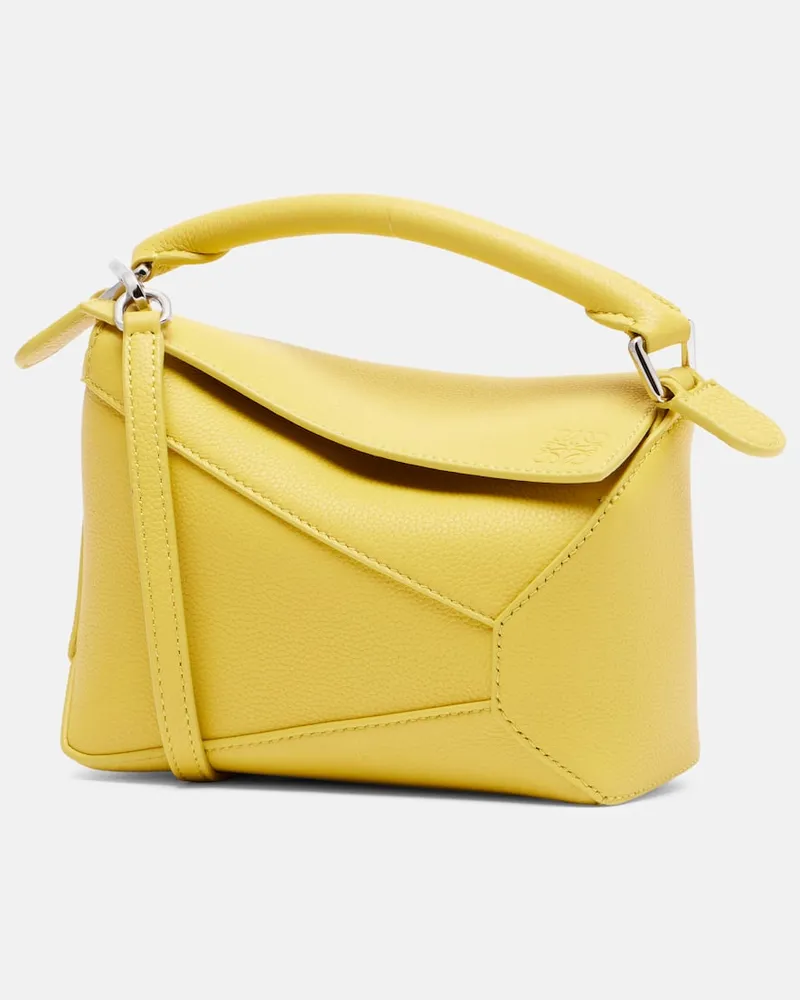 Loewe Tote Puzzle Edge Mini aus Leder Gelb