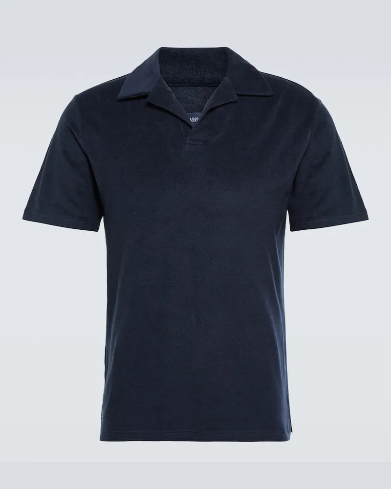 Frescobol Carioca Polohemd Faustino aus Frottee Blau
