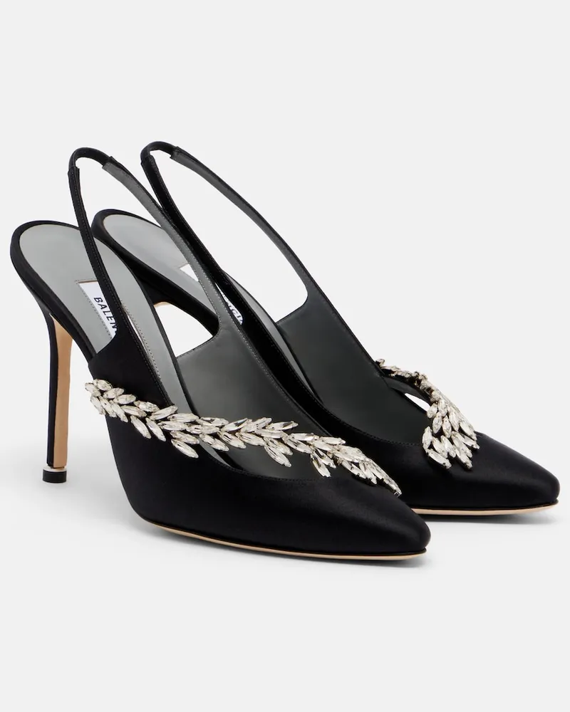 Balenciaga X Manolo Blahnik Slingback-Pumps aus Satin Schwarz